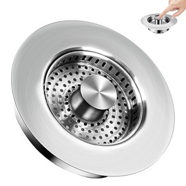 3 in 1 Kitchen Sink Drain Strainer ，304 Stainless Steel Kitchen Sink Stopper and Basket,Long-Term Water Storage，Bass Bounce Core，General，Filter for Standard 3-1/2 inch Drain