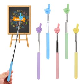 5 Pack Retractable Pointer Stick for Classroom Teacher Finger Stick Ideal for Teachers and Kids Reading Retractable Hand Shape Pointer in Pink Blue Green Yellow Purple