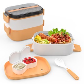 Muggo Lunch Box for Men Women Double Deck - Leakproof Insulated Soft Large Adult Lunch Cooler Bag for Work (ORANGE)