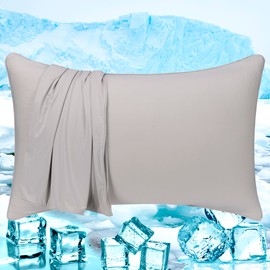 Hugs Living Cooling Pillowcase with Breathable Cooling Fabric for Hot Sleepers Night Sweats (Silver Grey, Queen: 20" x 30")