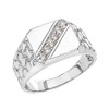Nugget Rings Men's Fine Sterling Silver Signet CZ (Size 6)