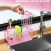 Cisily Pink Kitchen Sink Caddy Organzier with High Brush Holder,