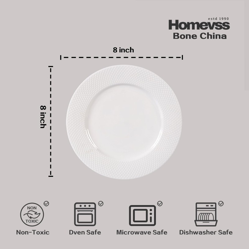 HomeVss, New Bone China Embossed Rain Drops 16pc Dinnerware Set