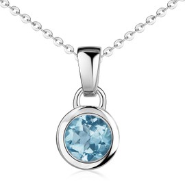 MATERIA by Matthias Wagner Gemstone Blue Topaz Pendant – Women's Necklace Rhodium-Plated 925 Silver, Gemstone, blue topaz