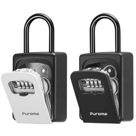 Puroma Lock Box, Large Key Lock Box Resettable Combination Lockbox, Portable Wall Mount Lockbox Waterproof Security Safe Box for Outside Outdoor Home Office Door Handle House Key Gray & Black (2 Pack)