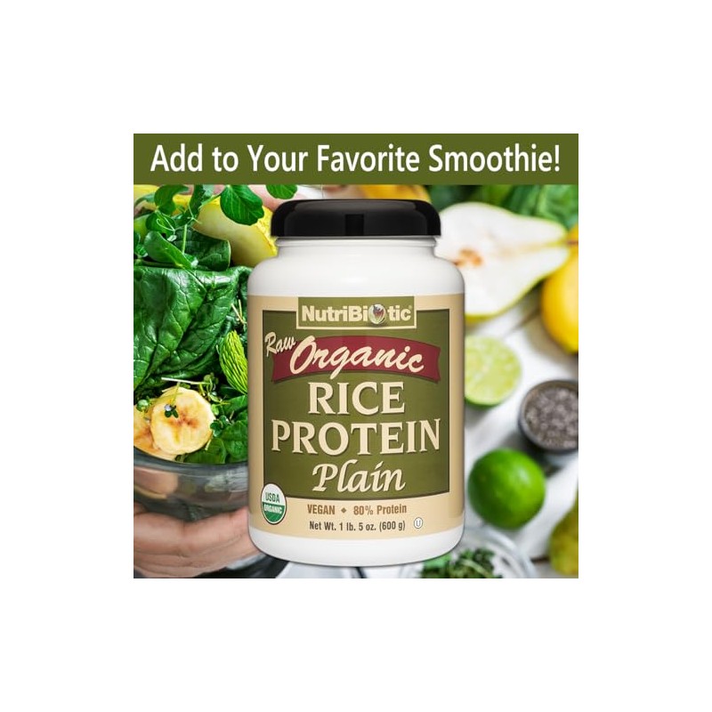 NutriBiotic, Organic Rice Protein, Plain, 1 lb 5 oz (600
