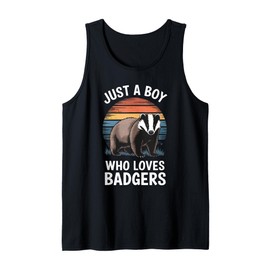 Mens Just a Boy Who Loves Badgers Vintage Sunset Boys Kids Badger Tank Top