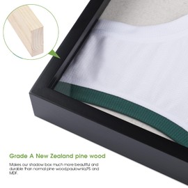 1DOT2 Shadow Box 20x30 Large Jersey Frame Display Case, Shadowbox Frames with Grade A Natural Pine Wood Acrylic for Football Baseball Basketball Hockey T-Shirt, Classic Black