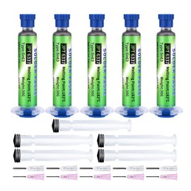 Sn63/Pb37 Tin Solder Paste, 183℃ Melting Point, 20-38µm Tin Paste For Electronic, Soldering Flux for PCB, IC, BGA, SMD Repair (5 Pack)