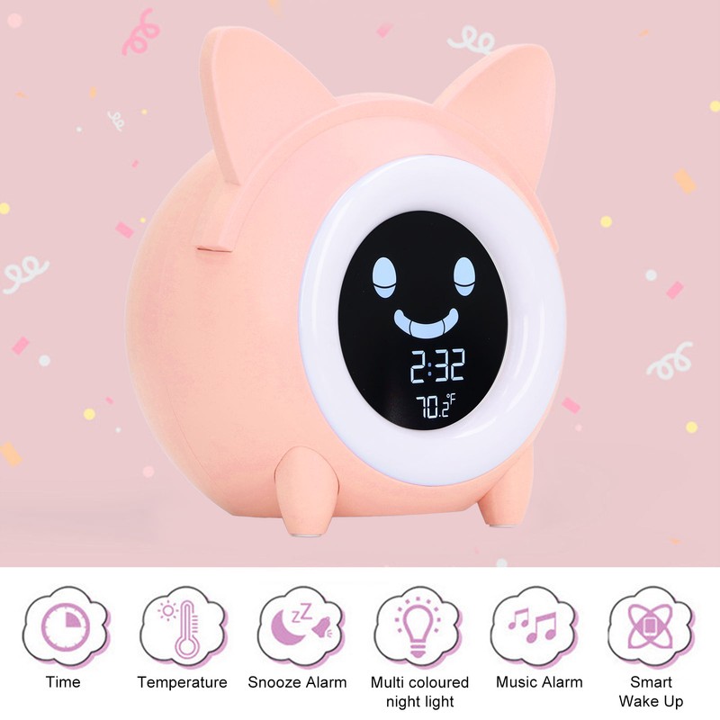 Kids Cartoon Wake Up Machine Mini Digital Night Light Nap