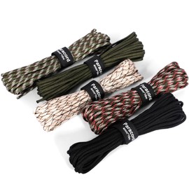 SaiXuan 50 m Paracord Rope 4 mm, 5 Pieces x 33 ft, Holds up to 250 kg, 7 Core Strands, Nylon Rope Paracord Made of Tear-Resistant 100% Nylon, for Outdoor Survival, Camping, Hiking, DIY Paracord