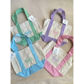 Trader Joe’s Mini Pastel Canvas Tote Bag Set Of 4 Limited Edition Spring Easter