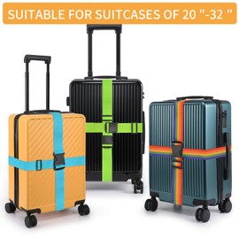 BILIONE 4 Pack Luggage Straps 79" Long Belts Keep Suitcase Secure While Traveling, TSA Approved Add a Bag Premium Accessory for Travel Bag Closure (4 Pcs Rainbow)