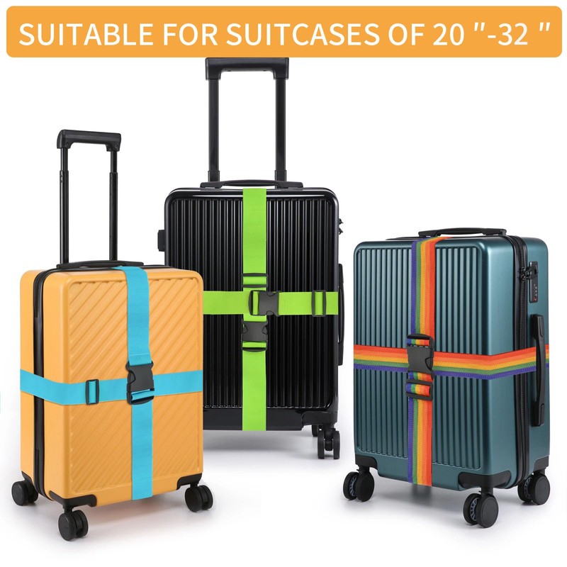 BILIONE 4 Pack Luggage Straps 79" Long Belts Keep Suitcase