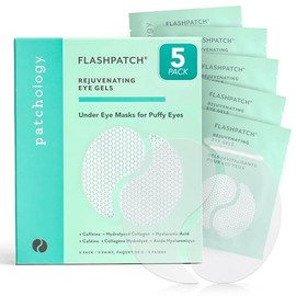 Patchology FlashPatch Rejuvenating Eye Gels for Puffiness, Tired Eyes - w/ Caffeine, Hyaluronic Acid, Hydrolyzed Collagen-5 Pairs/Box
