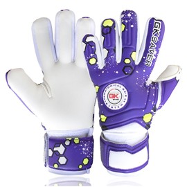 GK Saver Football Goalkeeping Gloves Size 4 to 7 Finger save goalie goalkeeping gloves (Champ Purple, 4)
