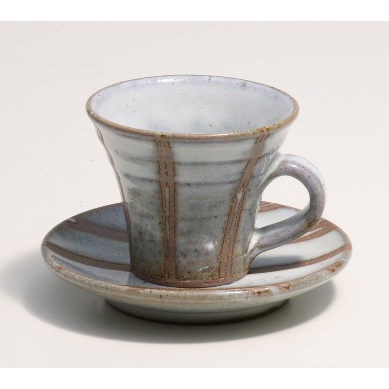 信楽焼 in the town of 白萩 Lines Coffee Bowl Dish
