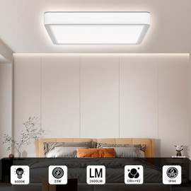 LQWELL® Ceiling Light LED Ceiling Light, IP44 Waterproof Bathroom Lamp Square Flat 23 W 6000 K 2600 LM Modern Simple Lamp Thin for Living Room Bathroom Bedroom Kitchen Balcony Cellar Office 300 x 25