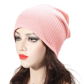 ZLYC Women Fashion Knit Slouchy Beanie Hat Thin Stretch Skull Caps (Solid Light Pink),One Size