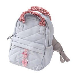 panpantutu Ribbon Ruffle Backpack, Backpack, Elementary School Students, Kindergarten, School Commute, Excursion, Mother's Backpack, gray/pink