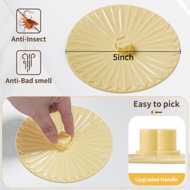 2PCS Bathtub Drain Stopper, 5'' Tub Stopper Bathtub Stopper Universal Drain Cover Bathtub Drain Cover Bathtub Plug, Silicone Flat Suction Drain Stopper for Bathroom&Kitchen （White and Yellow 2PACK）