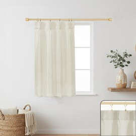 Lino Rosa 30 Inch Cream Short Curtains for Small Window - Thermal Insulated Energy Efficient Drapes for Kitchen, 24" W x 30" L
