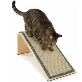 SmartyKat Sisal Angle Ramp Cat Scratcher, Natural Woven Sisal Surface & Stable Wooden Structure with Organic Catnip