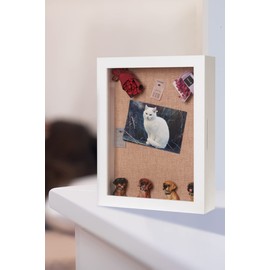 White Shadow Box 11x14, Deep Shadow Box Display Case with Hinged Door, Thick Memory Box for Wedding Flowers Memorabilia Awards Medals