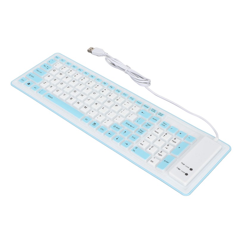 Foldable Silicone Keyboard 103 Keys USB Wired Silicon Foldable Waterproof
