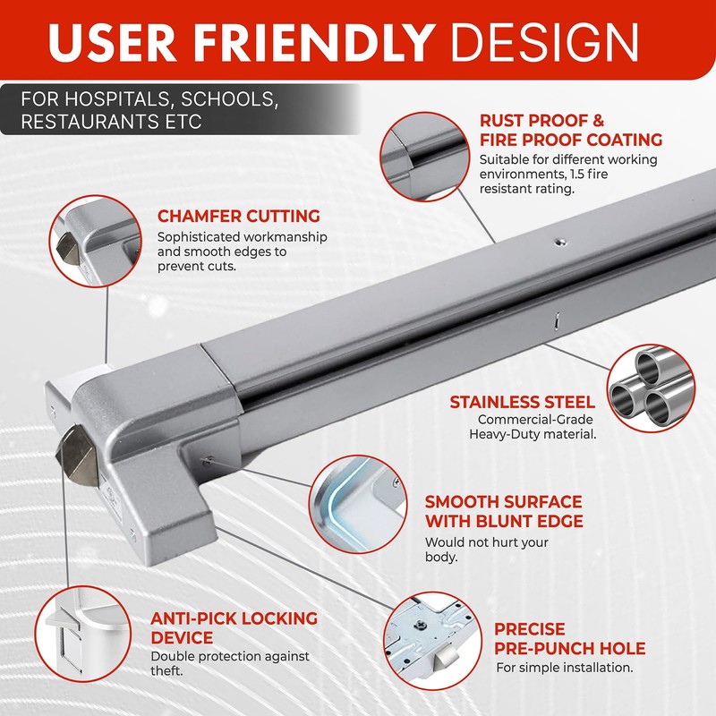 Deals On Wings Push Bar Panic Exit Device Aluminum