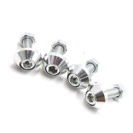 MACHSWON 4 Pcs Silver Tone Aluminum Alloy Universal Car Motorcycle Decorative License Plate Screw 1996-2023