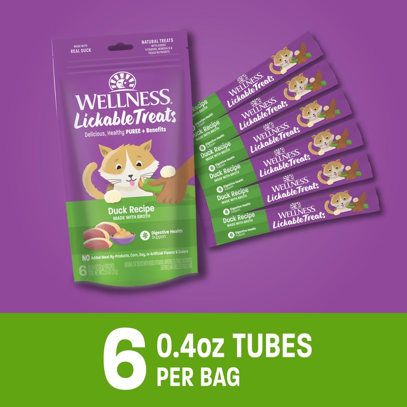 Wellness Lickable Treats Soft Puree Natural Grain Free Adult Cat