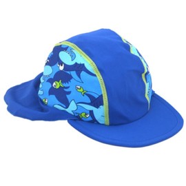 RONGUI Kids Children's Swimming Swim UV Cap (Navy, M 20.5 - 22.8 inches (52 - 58 cm))