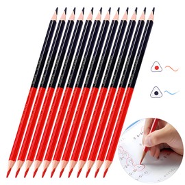 Easy to Hold Red Blue Pencil, Triangular Axis, Does Not Fall Off Your Desk, Simple Design, For Round Use, Easy to Write, Pack of 12, Pre-Sharpened, Red and Blue Pencils for Elementary School Students