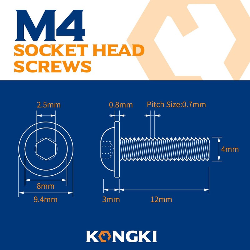 (Pack of 80) M4 x 12 mm Rounded Head Screws
