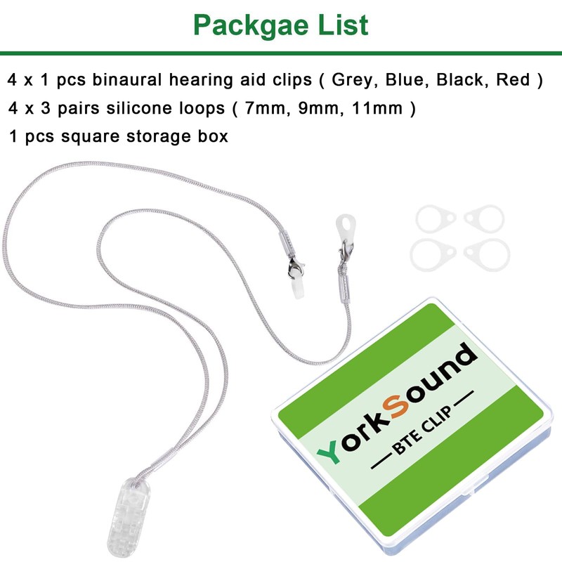 YorkSound Set of 4 Hearing Aid Clips, Adjustable Hearing Aid