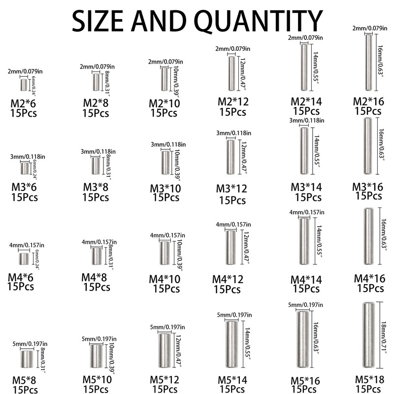 Rrina 360Pcs 304 Stainless Steel Dowel Pin Shelf Support Peg