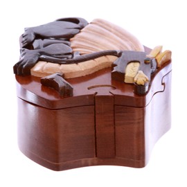 Tyrannosaurus-Rex with Wings Handcrafted Wooden Dinosaur Secret Jewelry Puzzle Box - Tyrannosaurus