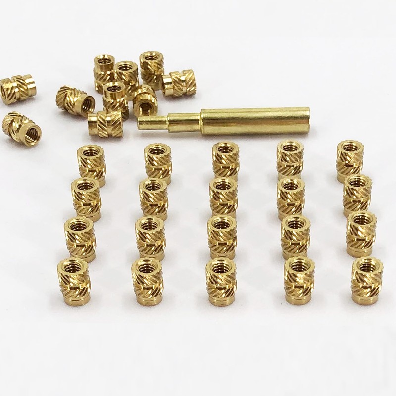QSJ 40Pcs Threaded Inserts Heat Set Inserts Kit M4x8.1x6.3 Brass