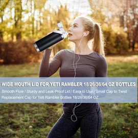 Lid for Yeti Rambler 12 18 26 36 64 oz, Cap with Flexible Handle, Replacement Chug Lids for Yeti 18oz 26oz 36oz 64oz Rambler Water Bottle Top