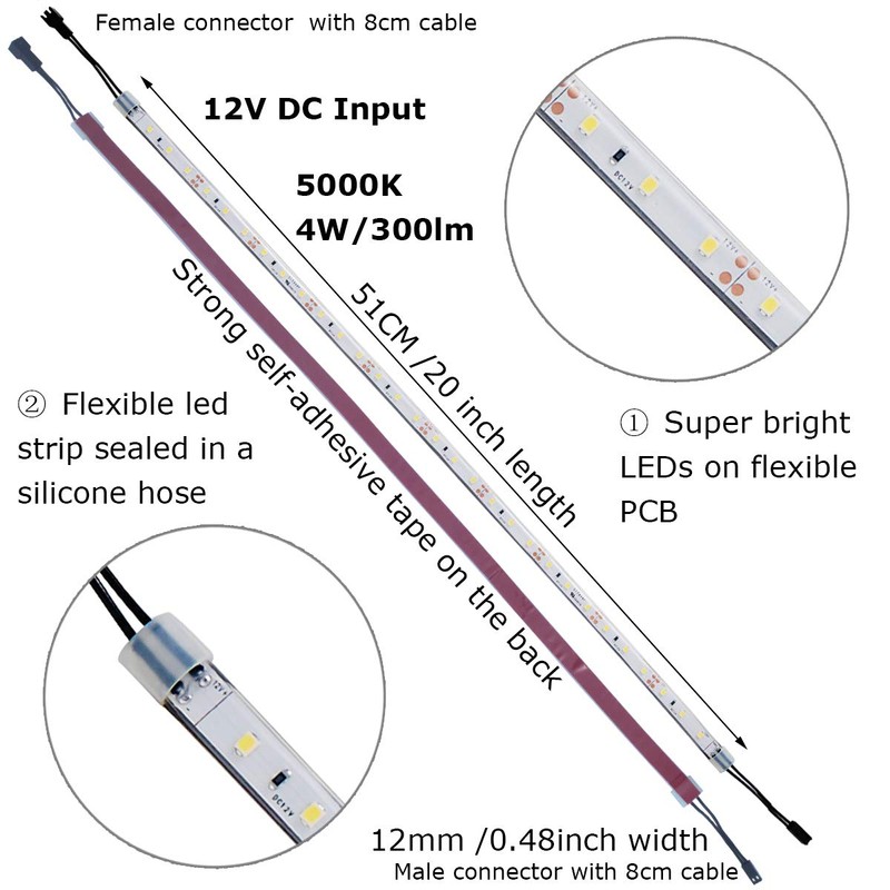Litever Under Counter LED Lighting Kit, 4 PCS 20 Inches