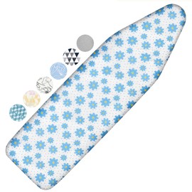 Ironing Board Cover and Pad, 15x54 Standard Size Thick Iron Padding, Scorch & Stain Resistant Ironing Board Cover, Heavy Duty Iron Board Padded with Adjustable Fasteners Durable Elastic Edge, Daisy