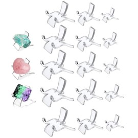 15PCS Rock Display Stands, Acrylic Crystal Rock Stand, Clear Display Stand Stand, Crystal Base, Mineral Agate Fossil Coral Gem Small Collection Clear Rock Display Stand (3 Sizes)