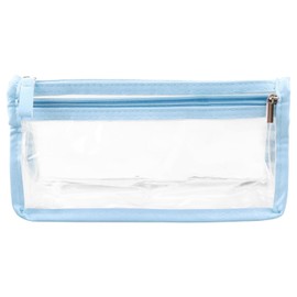 Tabanzhe 1Piece Double-Layer Clear Pencil Bag - Large Capacity Simple Style High Value Pencil Bag - Stylish and Spacious for School and Office Supplies (Blue)