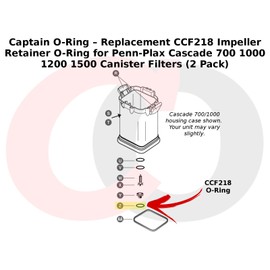 Captain O-Ring – Replacement CCF218 Impeller Retainer O-Ring for Penn-Plax Cascade 700 1000 1200 1500 Canister Filters (2 Pack)