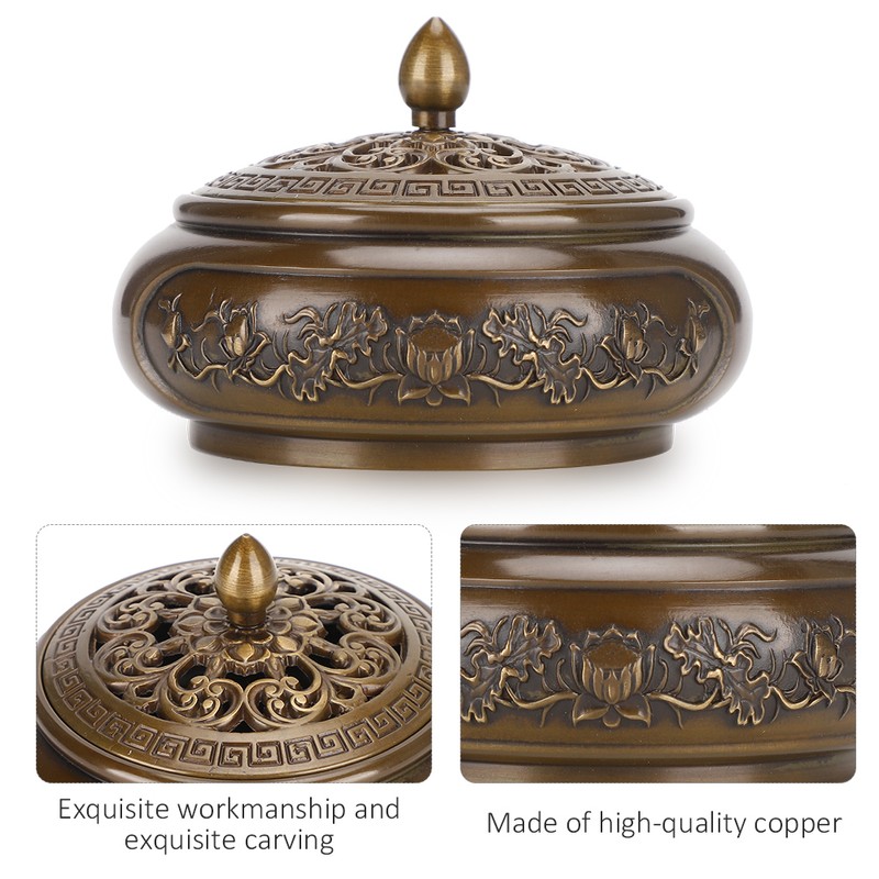 3.5in Vintage Lotus Censer Sandalwood Incense Holder Desktop Ornaments with