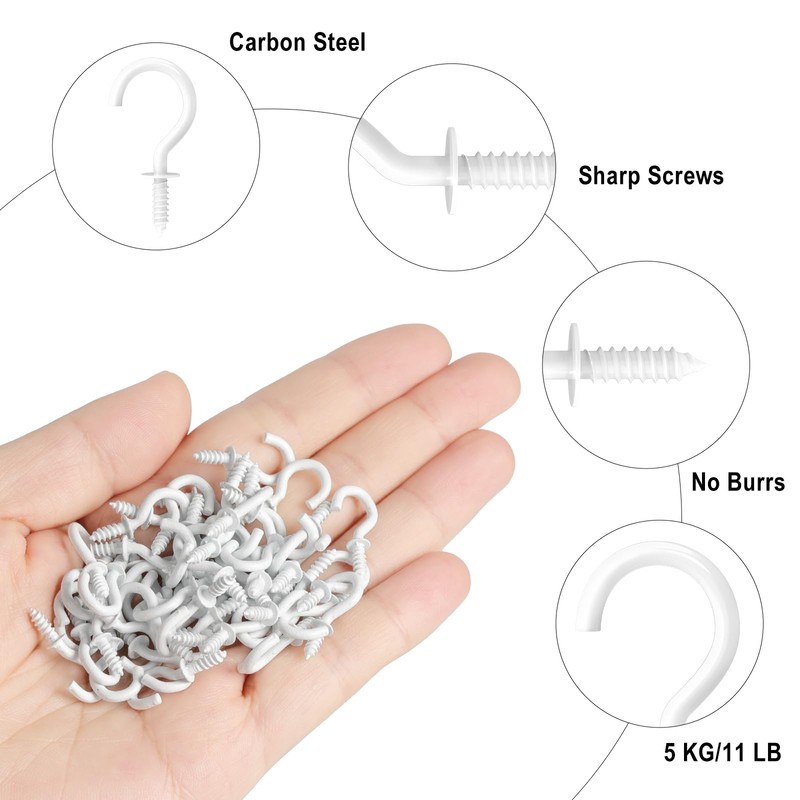 RELBRO 1/2 Inch Small Screw Hooks, Mini Metal Twist in
