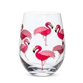 Abbott Collection 27-FLAMINGO-SG 27 SG Flamingo Stemless Goblet, 4" H (14 oz.), 4" high, Clear and Pink