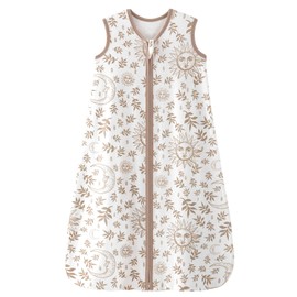 Unnivoll Baby Sleeping Bag 0.5 Tog 6-12 Months Summer Sleep Sack 100% Cotton Baby Sleep Bag Wearable Blanket for Newborn Infant Brown Sun