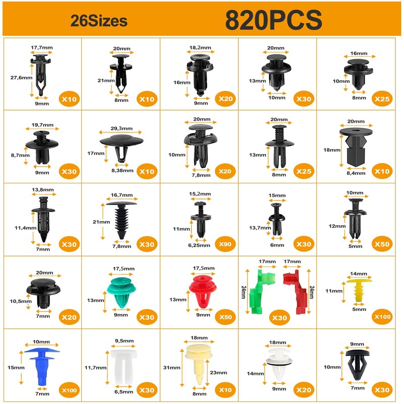 Car Mounting Clips, 925 Pieces, Plastic Clips Set, Universal Door